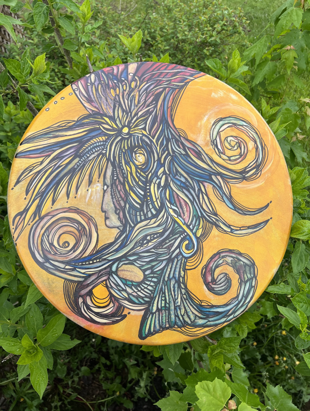 Warrior Heart
Painted on the full moon - Reiki infused energy 
18" Goatskin drum $